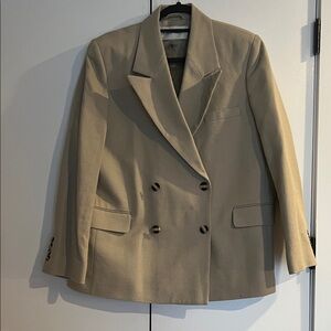 Tailored Double-Breasted Blazer in Beige